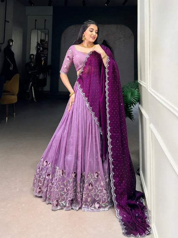 Embroidered Semi Stitched Lehenga Choli