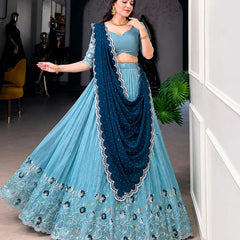 Embroidered Semi Stitched Lehenga Choli