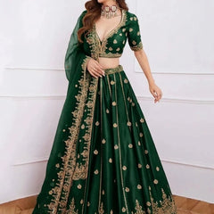 Embroidered Semi Stitched Lehenga & Crop Top
