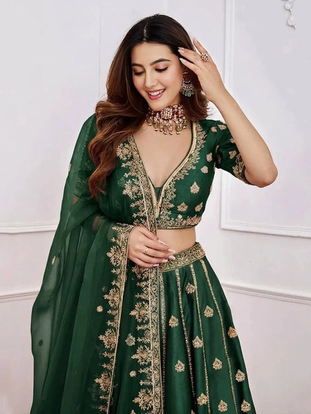 Embroidered Semi Stitched Lehenga & Crop Top