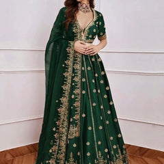 Embroidered Semi Stitched Lehenga & Crop Top
