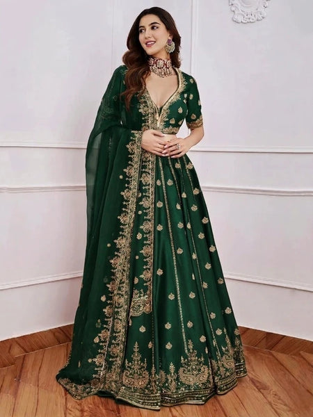Embroidered Semi Stitched Lehenga & Crop Top