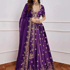 Embroidered Semi Stitched Lehenga & Crop Top