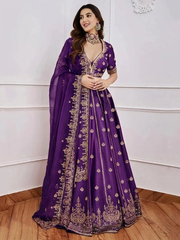 Embroidered Semi Stitched Lehenga & Crop Top