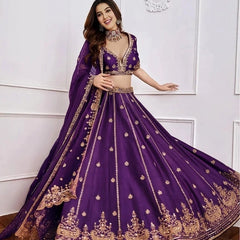 Embroidered Semi Stitched Lehenga & Crop Top