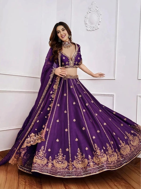 Embroidered Semi Stitched Lehenga & Crop Top