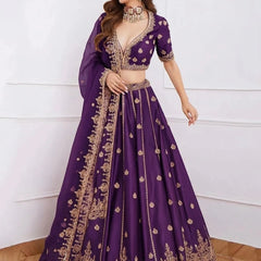 Embroidered Semi Stitched Lehenga & Crop Top