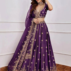 Embroidered Semi Stitched Lehenga & Crop Top