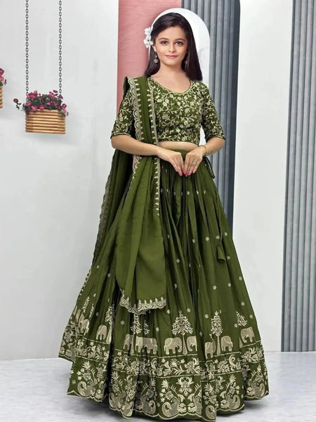 Semi-Stitched Silk Lehenga Choli Set