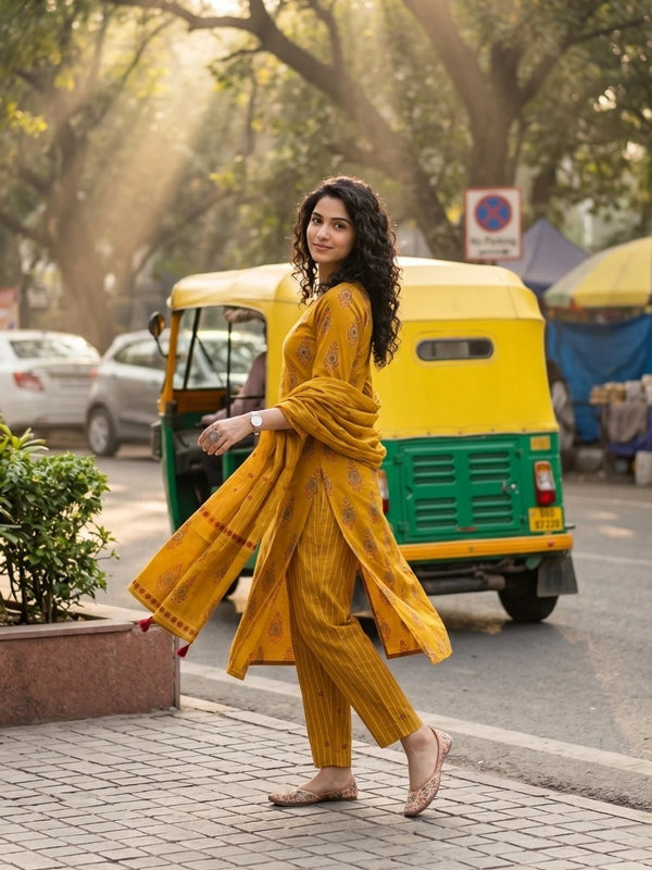 PILUDI HOUSE Women Viscose Rayon Kurta Pant Dupatta Set